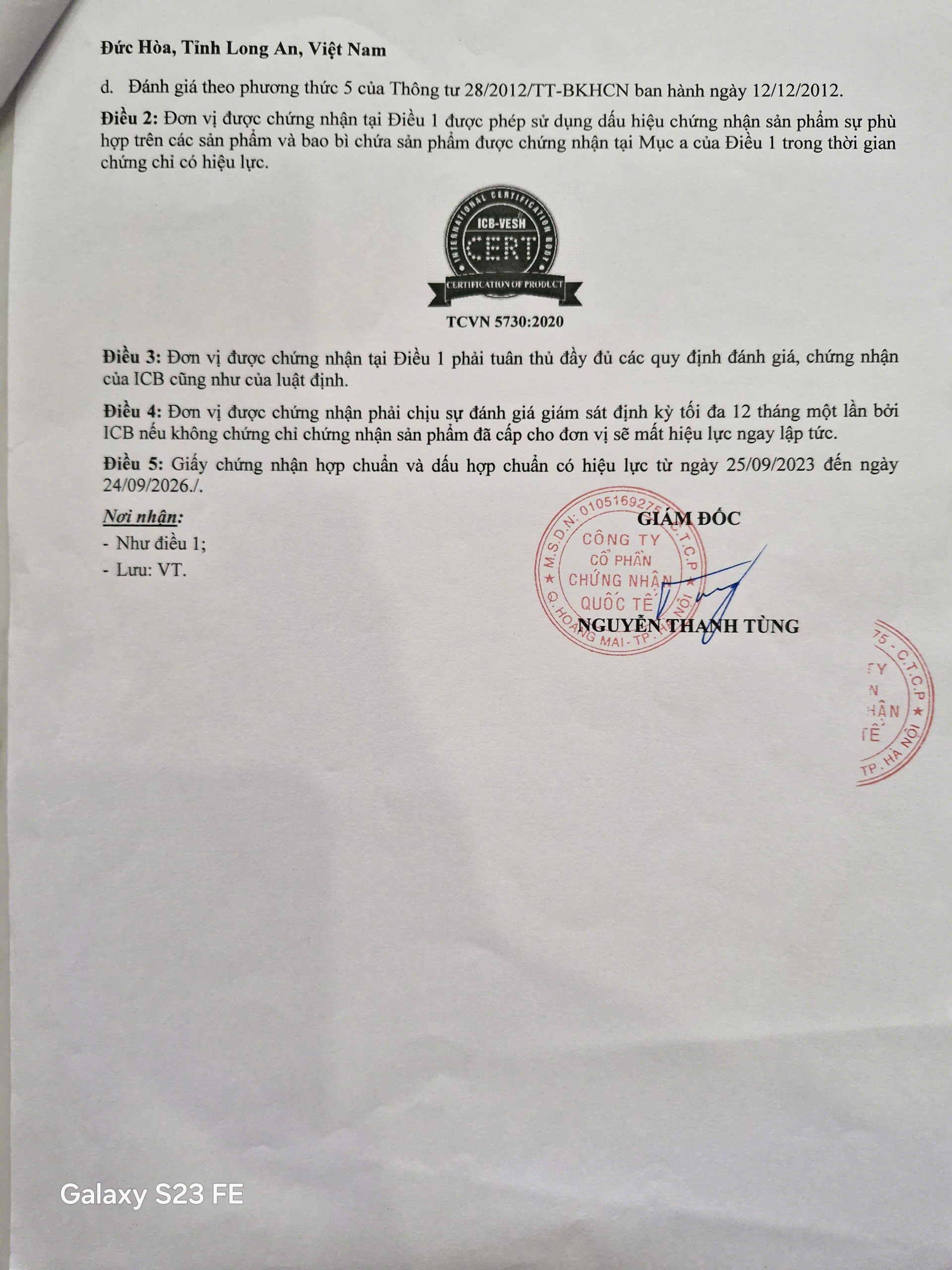 Chứng nhận AKIO